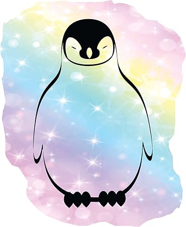 Colorful watercolor Cute Penguin Kids Room Decor Home Wall Decoration Adorable Daycare Penguin - Size: 32 in x 40 in