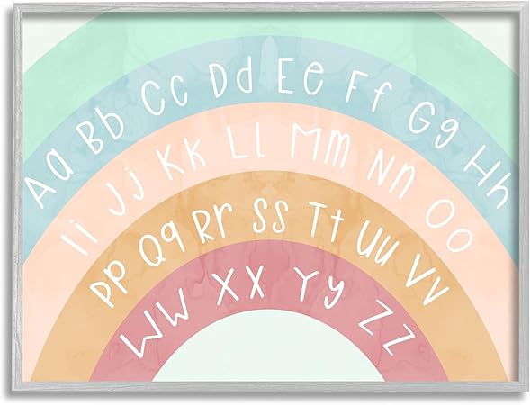 Stupell Industries Alphabet Letters on Rainbow Framed Giclee Art by Lil' Rue