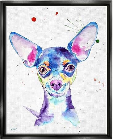 Stupell Industries Happy Chihuahua Casual Composition Floating Framed Wall Art, Design by Jen Seeley