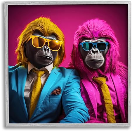 Stupell Industries Pink & Yellow Gorillas Framed Giclee Art by Irena Orlov