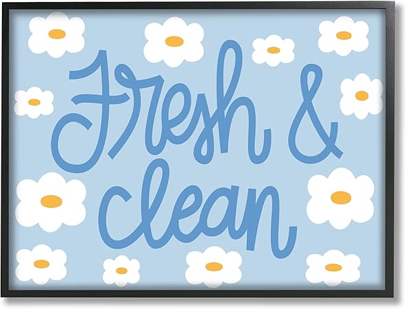 Stupell Industries Fresh & Clean Blue Daisy Pattern Framed Giclee Art, Design by Taylor Shannon Designs