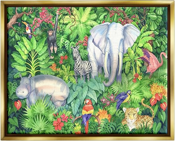 Stupell Industries Detailed Safari Animal Jungle Floating Framed Wall Art, Design by Paul Brent