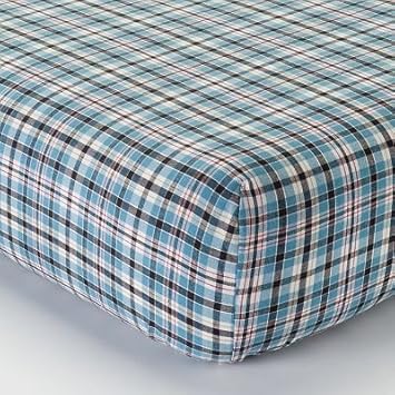 Bacati - Boys Blue Plaids/Stripes Crib Sheet