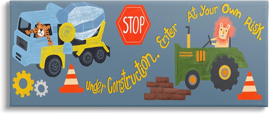 Stupell Industries Under Construction Boy's Room Canvas Wall Art by Juliet Rose Philips