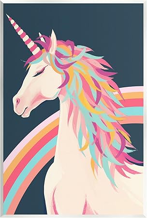 Stupell Industries Unicorn Rainbow Mane Wall Plaque Art by Ziwei Li