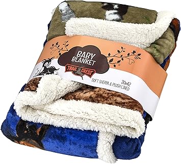 Fleece Sherpa Receiving Baby Blanket - Boys Girls Thick Soft Poly Double Layer Plush Minky Comfy Blankets for Infants Toddlers & Pets with Printed Sunset Horses Imagery Throws Size 30