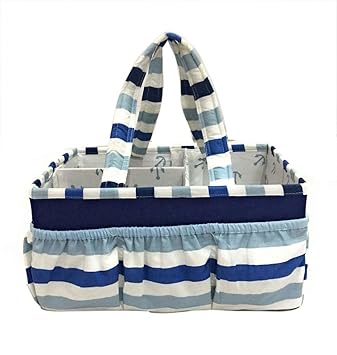 Bacati Little Sailor Nursery Fabric Storage Caddy with Handles, Blue