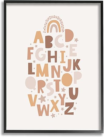 Stupell Industries Muted Alphabet Letters Framed Giclee Art by LSR Design Studio