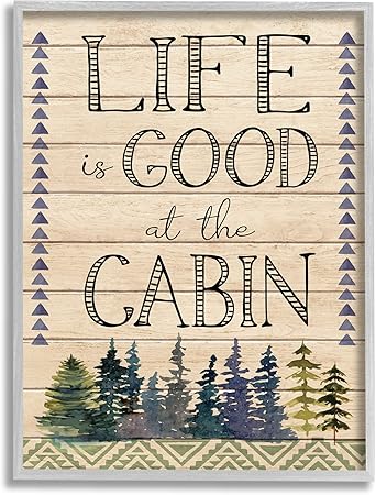 Stupell Industries Life Good At The Cabin Geometric Framed Giclee Art, Design by ND Art