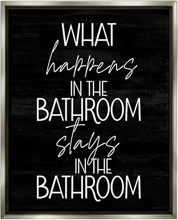 Stupell Industries What Happens In The Bathroom Floating Framed Wall Art, Design by Lil' Rue