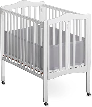 Mini Crib Breathable Mesh Liner by BreathableBaby, Classic 3mm Mesh, Gray, Size 4M Covers 4 Sides FITS MINI CRIBS WITH 38x24” MATTRESS ONLY