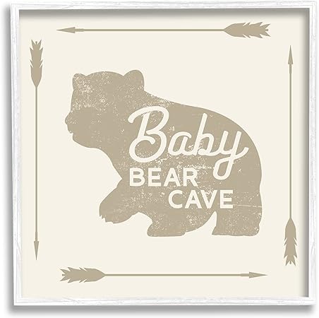 Stupell Industries Baby Bear Cave Animal Sign Framed Wall Art, Design by Lil' Rue