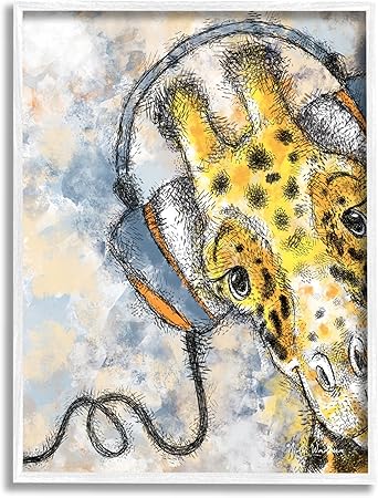 Stupell Industries Giraffe with Headphones Framed Giclee Art by Nidhi Wadhwa