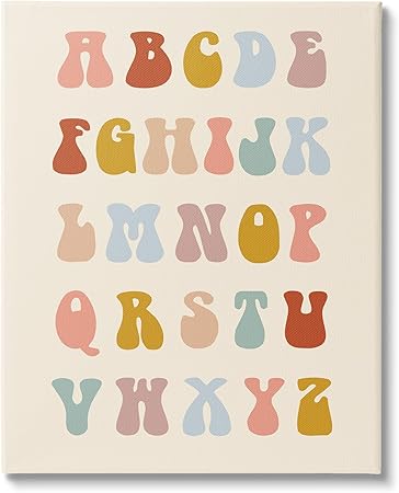 Stupell Industries Vintage Alphabet Letters Canvas Wall Art by Lil' Rue