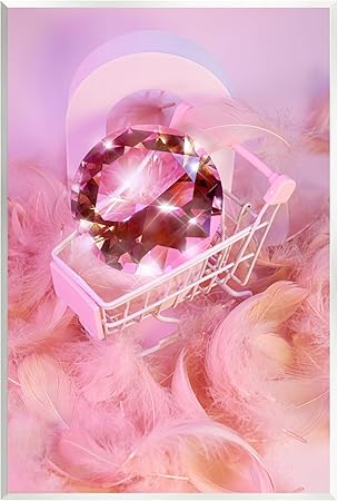 Stupell Industries Pink Glam Gem in Cart Wall Plaque Art Design by Ziwei Li