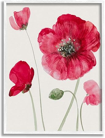 Stupell Industries Bold Red Poppies Blooming Framed Giclee Art, Design by Lanie Loreth