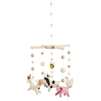 Mud Pie Nursery Crib Farm Animals Mobile, Multicolor