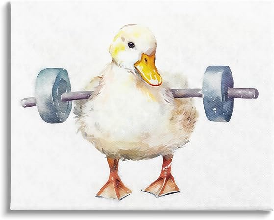 Stupell Industries Duck Lifting Weights Canvas Wall Art by Ziwei Li