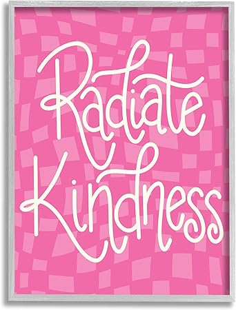 Stupell Industries Radiate Kindness Pink Checkered Giclee Framed Wall Art, Design by Taylor Shannon Designs