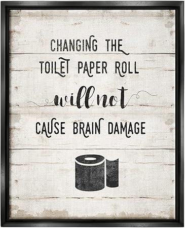 Stupell Industries Changing Toilet Paper Funny Floating Framed Wall Art, Design by Amanda Murray