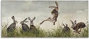 Stupell Industries Jumping Hares in Wild Canvas Wall Art Design by Maggie Vandewalle