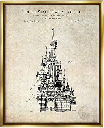 Stupell Industries Fantasy Castle Vintage Diagram Floating Framed Wall Art, Design by Karl Hronek