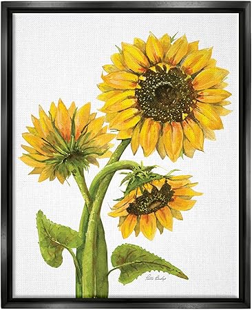 Stupell Industries Sunflower Trio on Framed Floater Canvas Wall Art by Patti Bishop