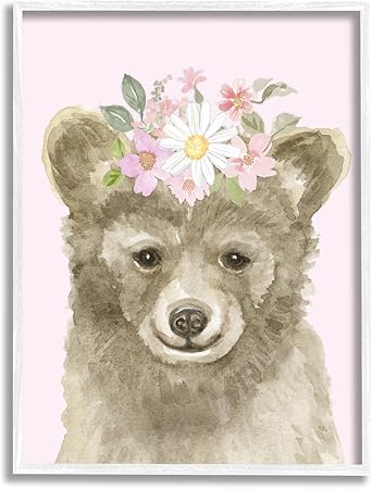 Stupell Industries Floral Bear on Framed Giclee Art by Corinne Haig