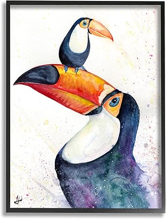 Stupell Industries Toucan Baby & Mother Perched Giclee Framed Wall Art, Design by Marc Allante