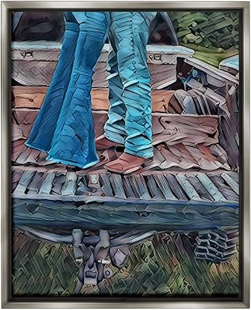 Stupell Industries Country Couple in Pickup Framed Floater Canvas Wall Art by Jesse Keith