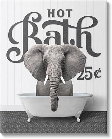 Stupell Industries Vintage Hot Bath Elephant Canvas Wall Art by Lettered and Lined