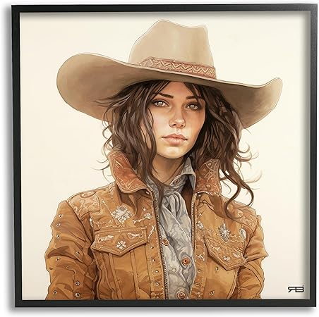 Stupell Industries Boho Cowgirl on Beige Framed Giclee Art by RB