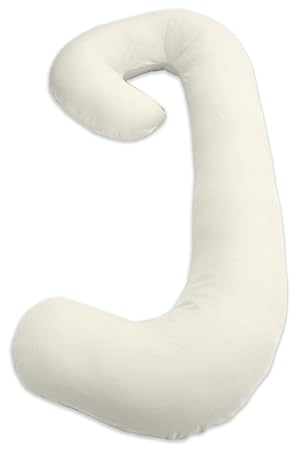 Snoogle Chic 100% Cotton Jersey Knit Total Body Pregnancy Pillow with Easy on-off Zippered Cover-Ivory