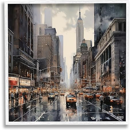 Stupell Industries Taxis in Urban City Framed Giclee Art by RB