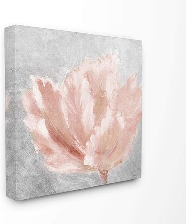 Stupell Industries Beautiful Large Flower Pink Grey Textured Painting Decorative Wall Hangings, 24 x 24, multi-color