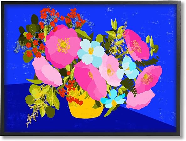 Stupell Industries Vivid Pink & Blue Bouquet Framed Giclee Art by Pragya Kothari