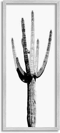 Stupell Industries Modern Grey Cactus Gray Framed Giclee Art Design by Mia Jensen