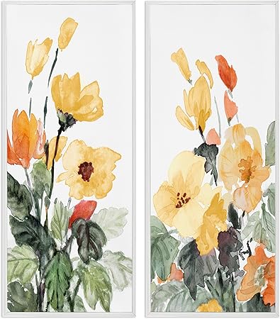 Stupell Industries Yellow Spring Flowers 2 Piece Framed Giclee Art Set by Lanie Loreth