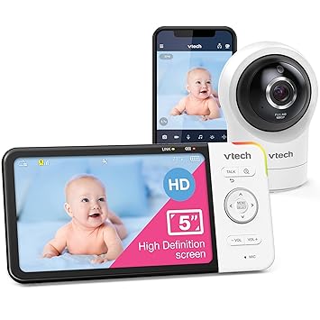 VTech RM5764HD 1080p Smart WiFi Remote Access Baby Monitor, 360° Pan & Tilt, 5