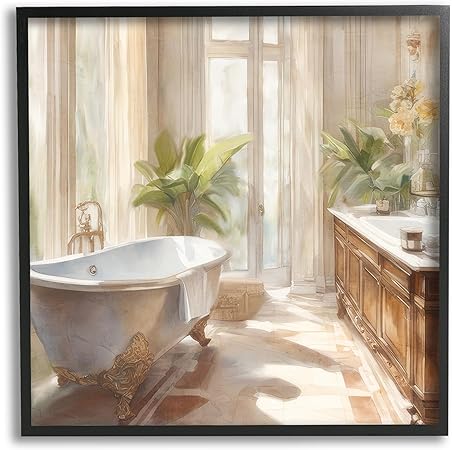 Stupell Industries Sunlit Bathroom View Framed Giclee Art by Kim Allen