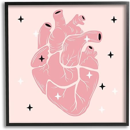 Stupell Industries Pink Goth Anatomical Heart Framed Giclee Art, Design by Ziwei Li