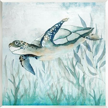 Stupell Industries Swimming Sea Turtle Wall Plaque Art by Janet Tava