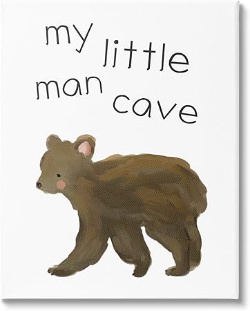 Stupell Industries My Little Man Cave Bear Canvas Wall Art, Design by Leah Straatsma