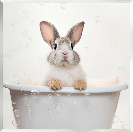 Stupell Industries Rabbit Bubble Bath Wall Plaque Art by Lazar Studio