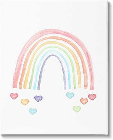 Stupell Industries Rainbow with Falling Hearts Canvas Wall Art by Lil' Rue