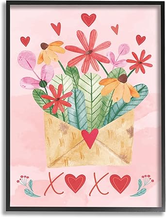 Stupell Industries Xoxo Love Letter Floral Blooms Framed Giclee Art, Design by ND Art