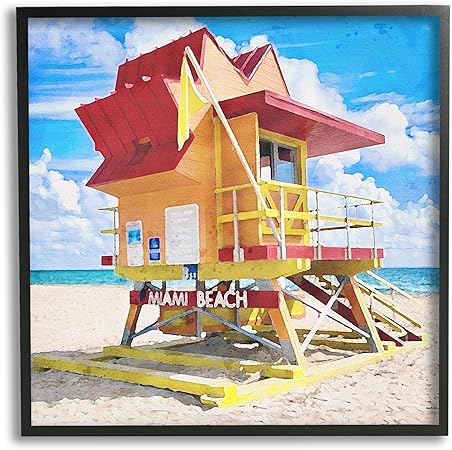 Stupell Industries Summer Beach Hut Framed Giclee Art by LSR Design Studio