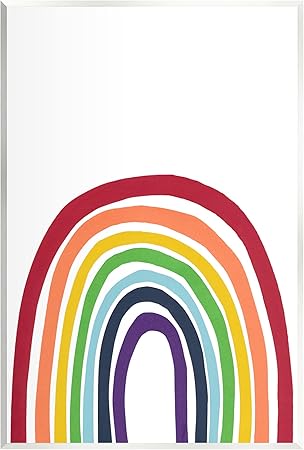 Stupell Industries Whimsical Asymmetrical Rainbow Stripes Modern Kids Design Wood Wall Art, Design By Bronwyn Baker