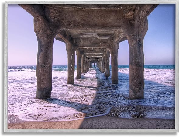 Stupell Industries Waves Under Dock Framed Giclee Art by Jeff Poe