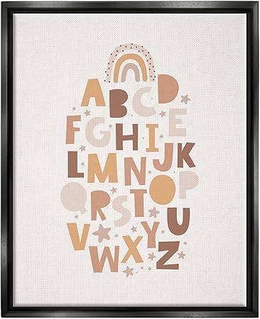 Stupell Industries Muted Alphabet Letters Framed Floater Canvas Wall Art by LSR Design Studio